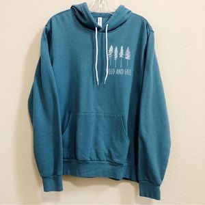 Bella Canvas Hoodie, Large.  Blue "Wild and Free".